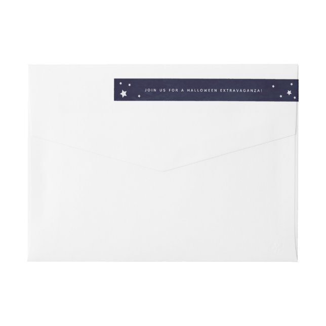 Elegant Navy+White Stars Wraparound Address Label (Back)