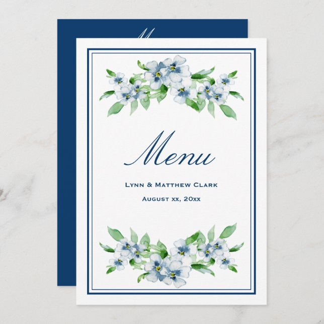 Elegant Navy & White Wedding Reception Invitation (Front/Back)