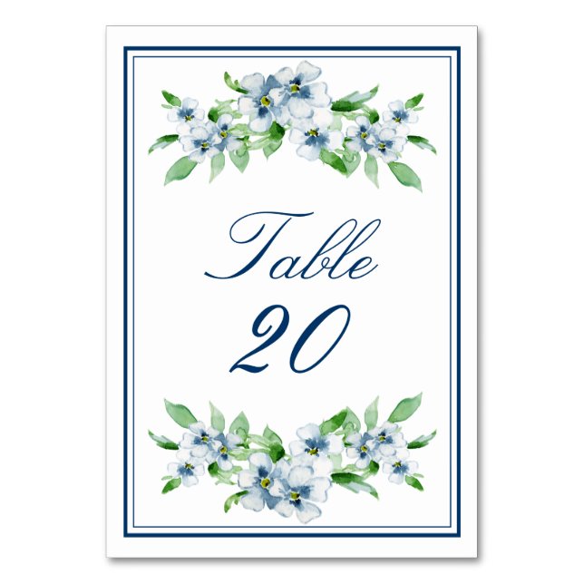 Elegant Navy & White Wedding Reception Table Number (Front)