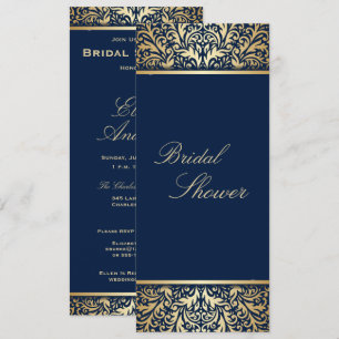 Elegant Navy with Gold Bridal Shower Invitation