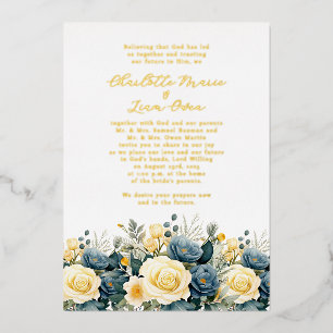 Elegant Navy & Yellow Floral Wedding Gold