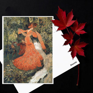 Elegant near a Spring, Vintage Postcard