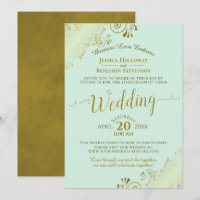 Elegant Neo Mint Green & Gold Wedding Livestream
