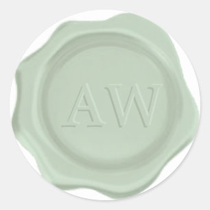 Elegant Neo Mint Green Monogram Wedding Wax Seal