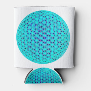 Elegant neon blue teal flower of life  can cooler