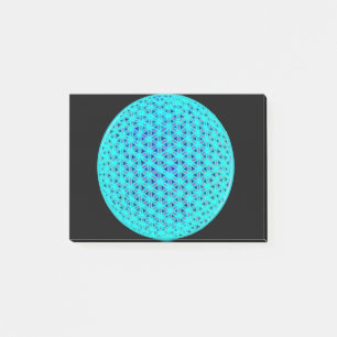 Elegant neon blue teal flower of life  post-it notes