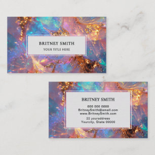 Elegant neon colours gemstone opal iridescent business card
