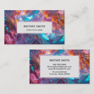 Elegant neon colours gemstone opal iridescent business card
