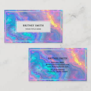 Elegant neon colours gemstone opal iridescent business card