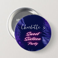 Elegant neon Pink Black retro Sweet 16th Birthday 