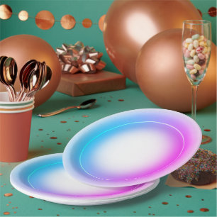 Elegant neon pink retro black Sweet 16th Birthday  Paper Plate