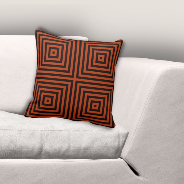 Elegant Nested Box Black & Orange Throw Pillow (Elegant Nested Box Black & Orange Throw Pillow)