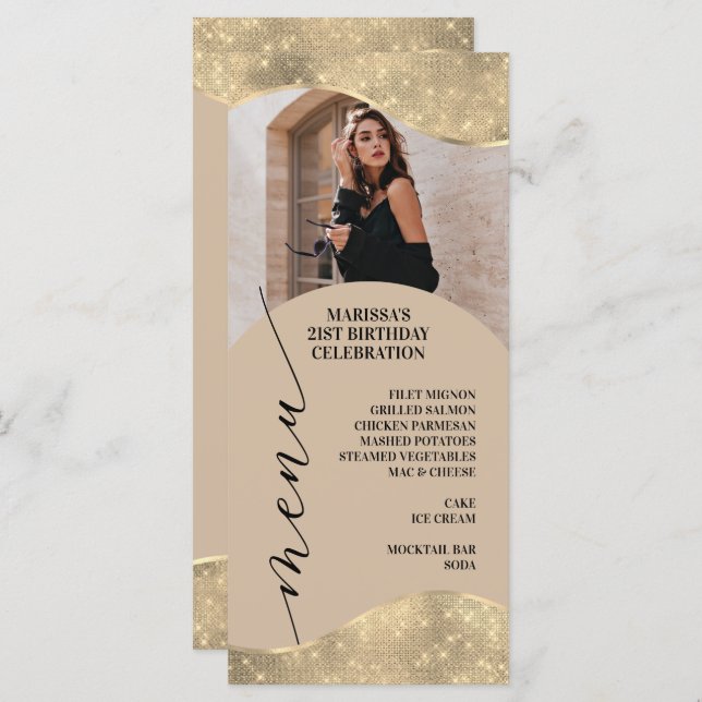 Elegant Neutral and Champagne Gold Menu  (Front/Back)