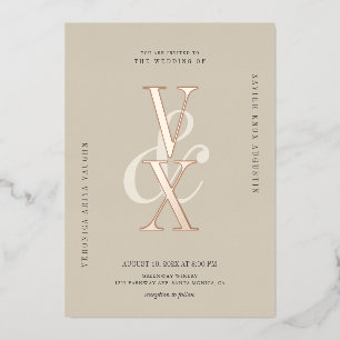 Elegant Neutral and Rose Gold Typography Wedding