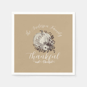 Elegant Neutral Autumn ‘Thankful And Cheerful’  Napkin