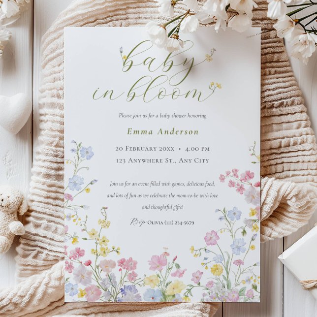 Elegant Neutral Baby in Bloom Baby Shower Invitation (Creator Uploaded)