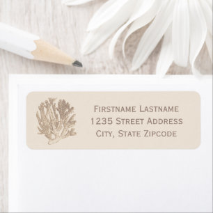 Elegant Neutral Beige Ocean Coral Return Address