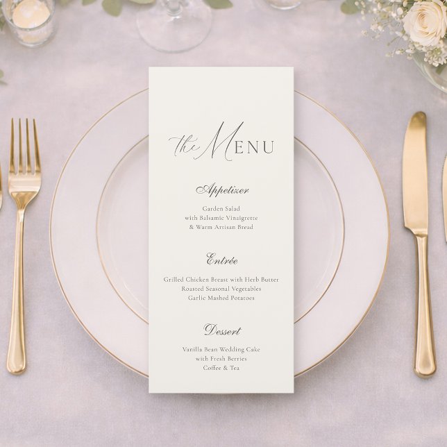 Elegant Neutral Beige Stripe Wedding Menu Card  (Creator Uploaded)