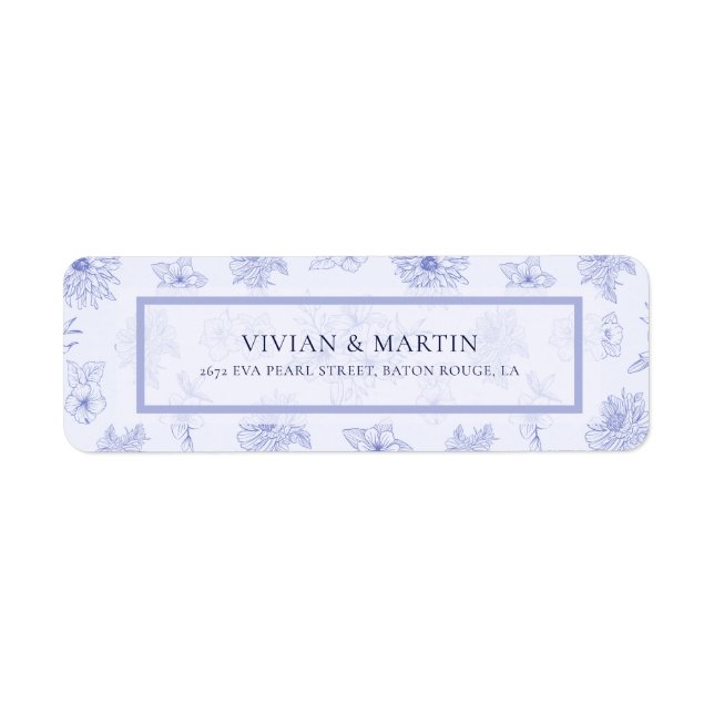 Elegant Neutral Blue Shadow floral Return Address (Front)