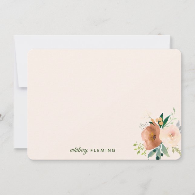 Elegant Neutral Boho Watercolor Floral Personal Card (Front)