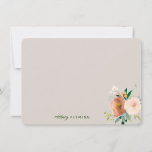 Elegant Neutral Boho Watercolor Floral Personal No Card