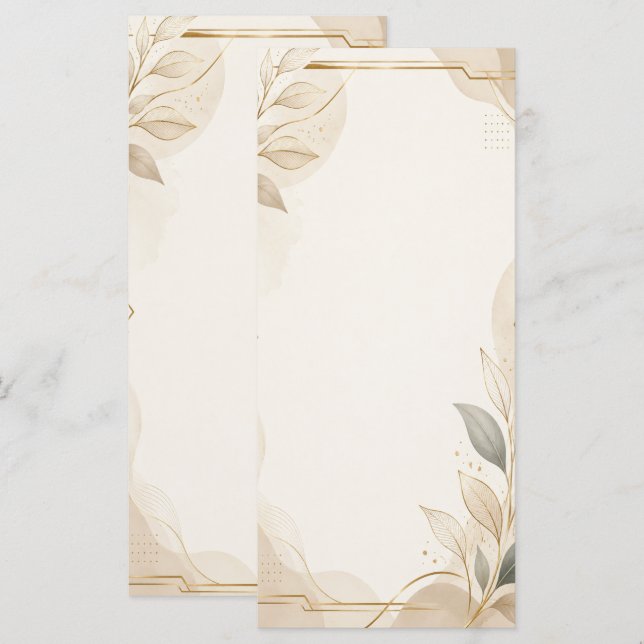 Elegant Neutral Botanical Wedding Program. Program (Front/Back)