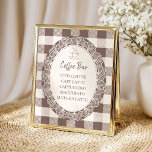 Elegant Neutral Coffee Station Baby Shower Poster<br><div class="desc">This charming coffee station poster blends soft beige buffalo check with delicate vintage lace details for a warm café-inspired look. Designed for modern neutral baby showers,  it adds a cozy and sophisticated touch to brunch tables,  latte bars,  and dessert displays.</div>