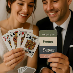 Elegant Neutral Color Wedding /Personalized Couple Playing Cards