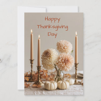 Elegant Neutral Dahlia Thanksgiving Greeting Card