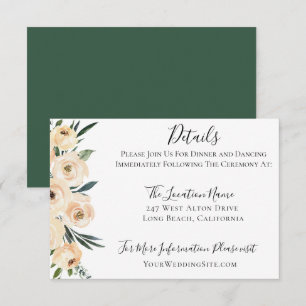 Elegant Neutral Floral Arrangement Wedding Details Invitation