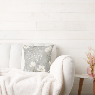 Elegant Neutral Floral Design Throw Pillow