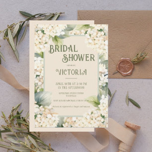 Elegant Neutral Floral Hydrangea Bridal Shower Invitation