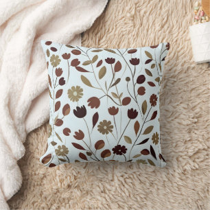 Elegant Neutral Floral Pattern in Brown Tones Throw Pillow