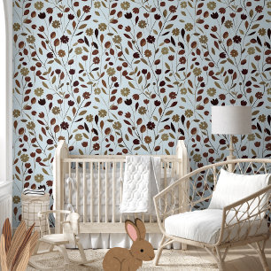 Elegant Neutral Floral Pattern in Brown Tones Wallpaper