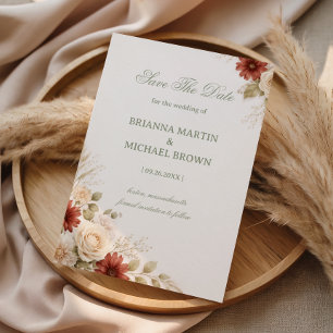 Elegant Neutral Floral Soft Save The Date