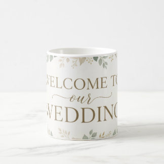 Elegant Neutral Floral Watercolor Wedding Welcom Coffee Mug