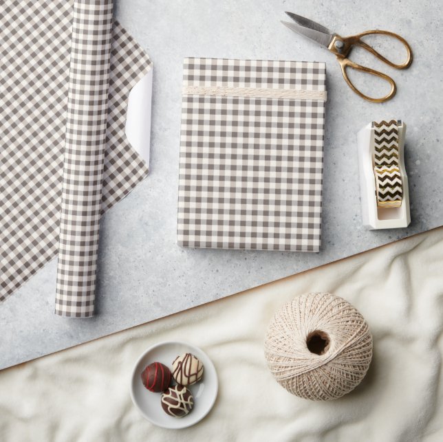 Elegant Neutral Gingham Holiday Wrapping Paper (Crafts)