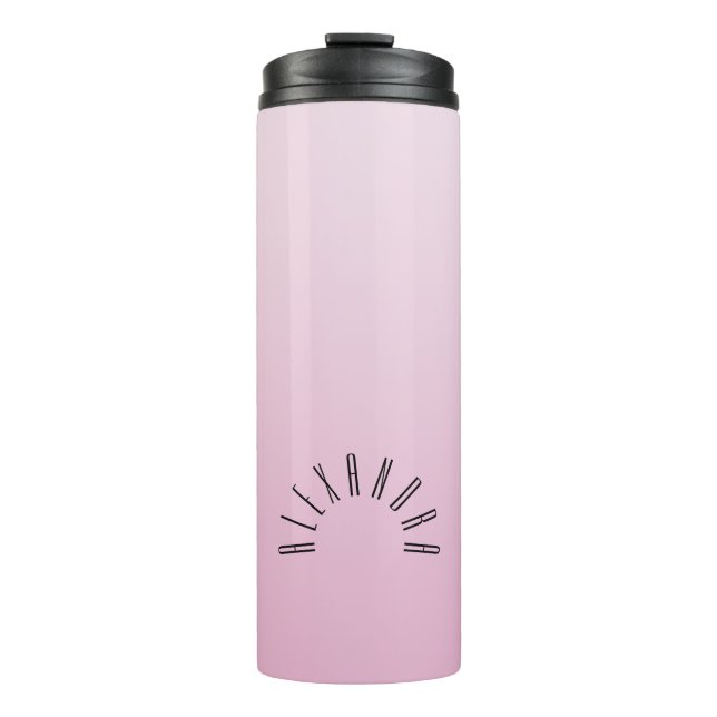 Elegant Neutral Gradient Coral Pink Custom Name Thermal Tumbler (Front)