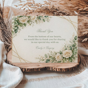 Elegant Neutral Greenery Floral Thank You Card