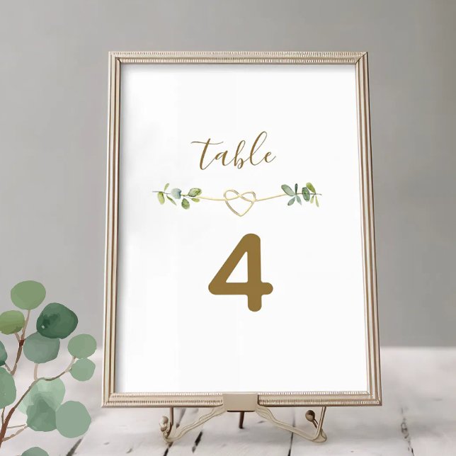 Elegant Neutral Greenery Wedding Table Number (Creator Uploaded)