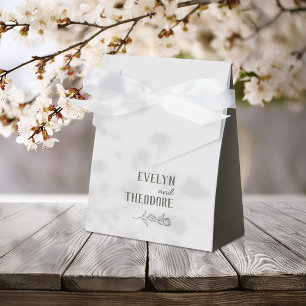Elegant Neutral Line Art Flower Wedding Favor Box