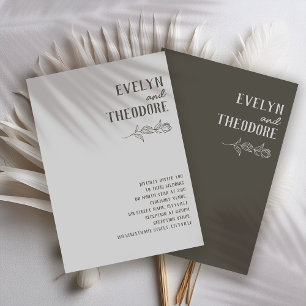 Elegant Neutral Line Art Flower Wedding Invitation