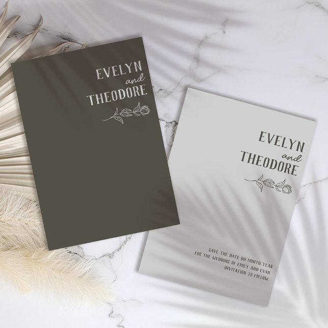 Elegant Neutral Line Art Flower Wedding Save The Date (Creator Uploaded)