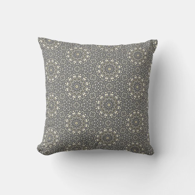 Elegant Neutral Mandala Dot Pattern Throw Pillow (Front)