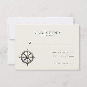 Elegant Neutral Nautical Wheel RSVP Card