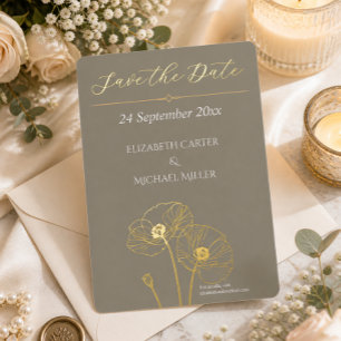 Elegant Neutral Poppies Wedding Minimalist Classic