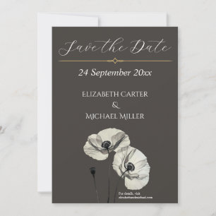 Elegant Neutral Poppies Wedding Minimalist Classic Save The Date