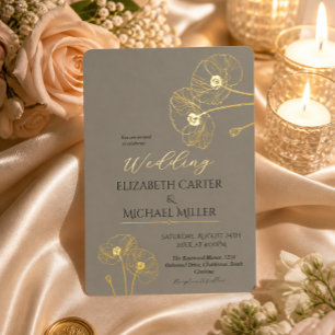 Elegant Neutral Poppies Wedding Minimalist Suite