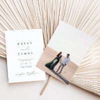 Elegant Neutral Script Photo Wedding Invitation