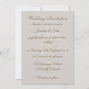  Elegant Neutral Script Wedding Invitation, Dress Invitation